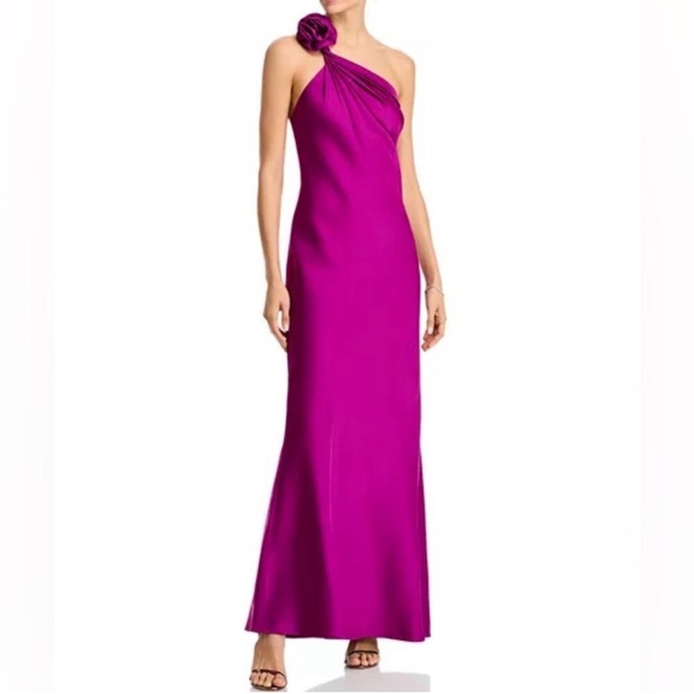 Liv Foster Clara One-Shoulder Rosette Gown